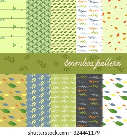 Seamless vector leaves pattern set