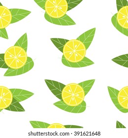 Seamless vector lemon pattern on white background