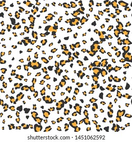 Seamless vector leopard fur pattern. Stylish fashionable wild leopard print. Animal print white 10 eps background for fabric, textile, design, cover, wrapping.
