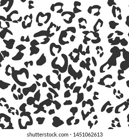 Seamless vector leopard fur pattern. Stylish fashionable black and white wild leopard print. Animal print 10 eps background for fabric, textile, design, cover, wrapping.