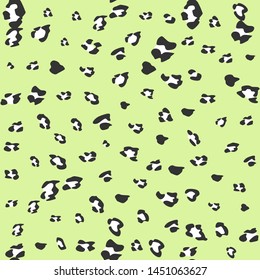 Seamless vector leopard fur pattern. Stylish fashionable wild leopard print. Animal print pale green 10 eps background for fabric, textile, design, cover, wrapping.
