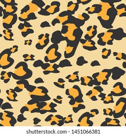 Seamless vector leopard fur pattern. Stylish fashionable wild leopard print. Animal print beige 10 eps background for fabric, textile, design, cover, wrapping.