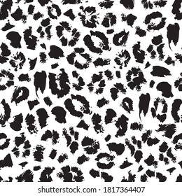 Seamless vector leopard fur pattern. Animal print background for fabric, textile, design, cover, wrapping. Black white gradient