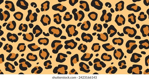 Seamless vector leopard pattern, black spots on brown background, classic design. Hand drawn design. Abstract concept graphic element. Creative art in EPS 10