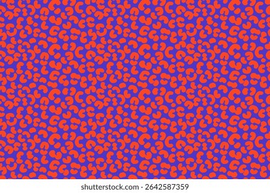 Seamless vector leopard print pattern with bold orange spots on a vivid blue background. Trendy animal skin design for fashion, textiles, packaging, modern digital projects