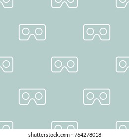 Seamless vector light blue and white pattern with VR logos. Virtual reality logos