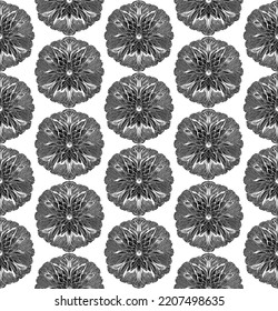 Seamless vector line art pattern made of black hand drawn flowers on white