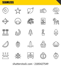seamless vector line icons set. star, cushion and palm tree Icons. Thin line design. Modern outline graphic elements, simple stroke symbols stock illustration