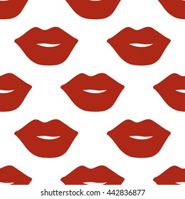 Seamless vector lips pattern on white background