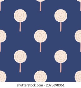 Seamless vector lollipop candy pattern. Food repeat background for fabric, textile, wrapping, cover etc.	
