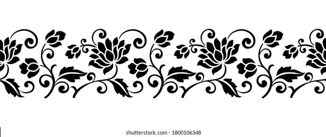 Seamless vector lotus flower border design