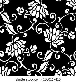 Seamless vector lotus flower pattern design