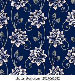 Seamless vector lotus flower pattern design