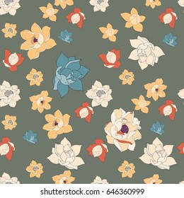 seamless vector lotus pattern