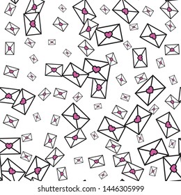 Seamless vector love letter background. Happy Valentine's Day pattern with hearts and envelopes. For design, fabric, textile, advertising banner, wrapping, cover.