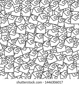 Seamless vector love letter background. Happy Valentine's Day pattern with hearts and envelopes. For design, fabric, textile, advertising banner, wrapping, cover.