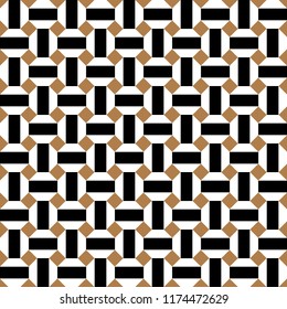 Seamless vector luxury gold ang black squares repeatable grid texture, vintage rectangle mesh pattern,  background.