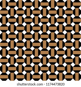 Seamless vector luxury gold ang black squares repeatable grid texture, vintage rectangle mesh pattern,  background.