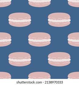 Seamless vector macarons pattern. Food repeat background for fabric, textile, wrapping, cover etc.	