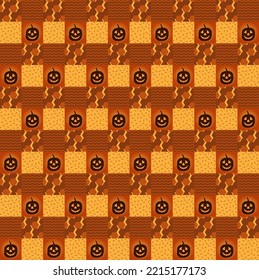 Seamless vector made of Halloween pumpkins, inimalist flat style
