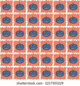 Seamless vector made of Halloween pumpkins, minimalist flat style