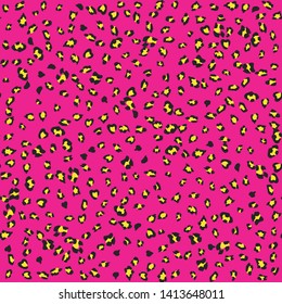 Seamless vector magenta leopard fur pattern. Stylish fashionable wild leopard print. Animal print background for fabric, textile, design, advertising banner.