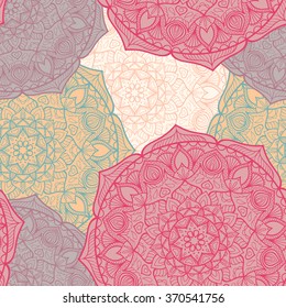 Seamless vector mandala pattern. Vintage decorative elements. Hand drawn background. Islam, Arabic, Indian, ottoman motifs.