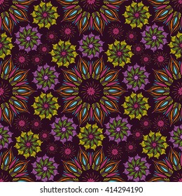Seamless vector mandala pattern. Vintage decorative elements in boho style. Indian, tibetan, ottoman motifs.