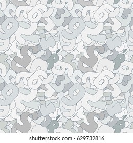 Seamless vector math pattern. Randomly distributed numbers from zero to nine. Gray monochrome background