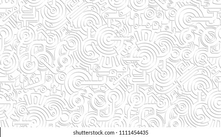 Seamless Vector Mechanical Pattern Texture. Isolated. Steampunk. White and Gray