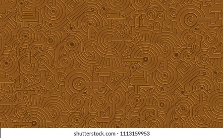 Seamless Vector Mechanical Pattern Texture. Isolated. Steampunk. Metallic. Bronze,Copper