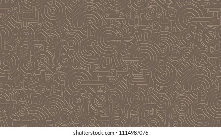 Seamless Vector Mechanical Pattern Texture. Isolated. Steampunk. Metallic. Beige color