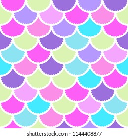 Seamless vector mermaid pattern as colorful fish scale magic background for textile, posters, greeting cards, cases etc