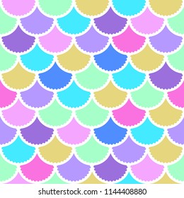 Seamless vector mermaid pattern as colorful fish scale magic background for textile, posters, greeting cards, cases etc