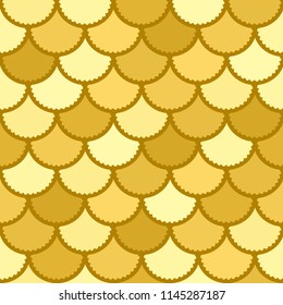 Seamless vector mermaid pattern as gold fish scale magic background for textile, posters, greeting cards, cases etc