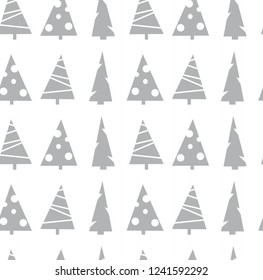 Seamless vector Merry Christmas grey  Tree pattern. Cute childish New year background.