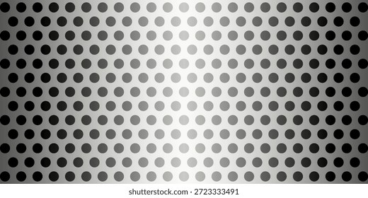 Textura pegboard de metal de Vector sin costuras. Metal cepillado gris claro con perforaciones redondas uniformes. Industrial o estilo de taller moderno.