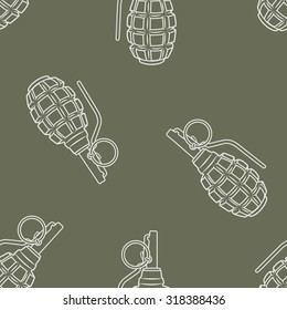 Seamless vector military pattern with grenades.