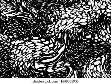 Seamless Vector. Monochrome abstract textured leopard animal skin background. Repeatable ready template.