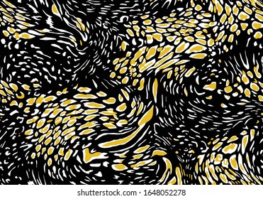 Seamless Vector. Monochrome abstract textured leopard animal skin background. Repeatable ready template.