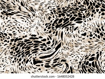 Seamless Vector. Monochrome abstract textured leopard animal skin background. Repeatable ready template.