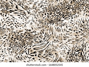 Seamless Vector. Monochrome abstract textured leopard animal skin background. Repeatable ready template.