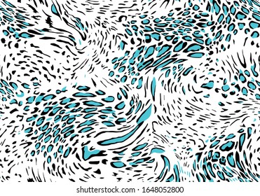 Seamless Vector. Monochrome abstract textured leopard animal skin background. Repeatable ready template.