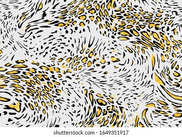 Vector sin problemas. Fondo monocromo de piel de animal leopardo texturado abstracto. Plantilla lista repetible.