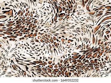 Seamless Vector. Monochrome abstract textured leopard animal skin background. Repeatable ready template.