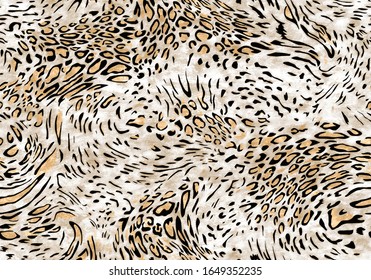 Seamless Vector. Monochrome abstract textured leopard animal skin background. Repeatable ready template.