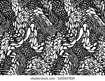 Seamless Vector. Monochrome collage leopard and zebra animal skin background. Repeatable ready template.