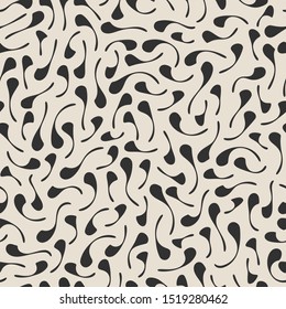 Seamless vector monochrome pattern. Chaotic black elements background. For fabric, textile, wrapping, cover etc. 10 eps design.