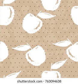 Seamless vector monochrome pattern grunge post stamp apple