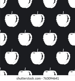 Seamless vector monochrome pattern grunge post stamp apple